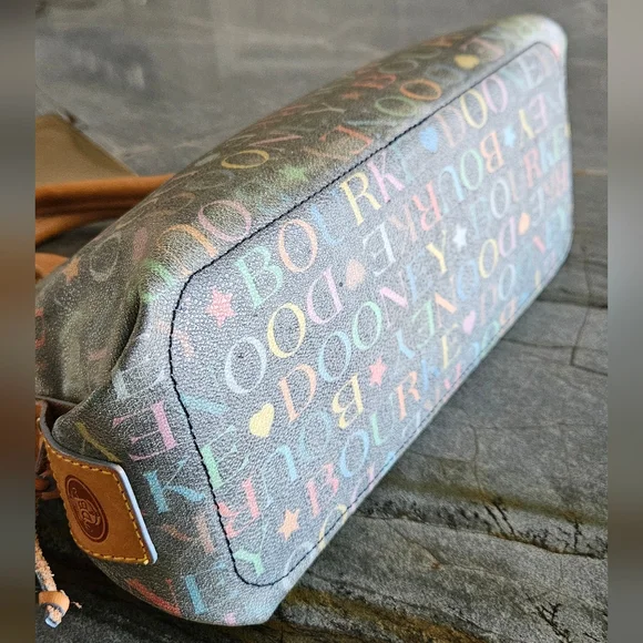 Dooney & Bourke Multicolor Logo Drawstring Tote | Y2K | Leather Trim - Picture 6 of 15